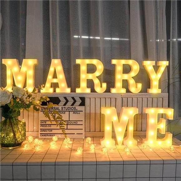 Marry Me Decorative Plastic LED Marquee Letter Light, Battery Operated Letter - Picture 5 of 6